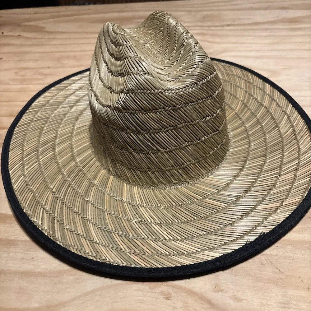 RARE NITTO GRAPPLERS Straw Hat Tan Fedora Graphic Print Bill OSFM